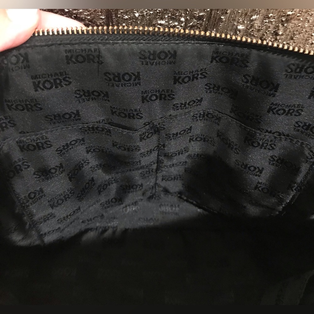 MICHAEL KORS Cindy Large Leather Dome Satchel Black Handbag/Crossbody W/Gold - Picture 16 of 17
